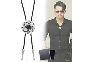 SULIUDAJI Cravate en Cuir Bolo en Denim Pétale Collier Bolo Accessoires de Costume d'Halloween pour Homme Réglable Cravate Rodéos Occidentaux