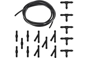 Manguera Limpiaparabrisas Coche, CTRICALVER 5m Juego Manguera de Agua Limpiaparabrisas, Manguera Flexible de Silicona, con 15 Conector Manguera (Negro)