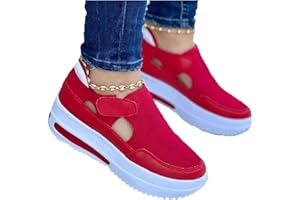 MQSS 2022 Printemps Baskets Femmes, Femme Chaussures De Sport Course Running Mesh Respirantes Confortable Léger Toile Femmes Mode Formateurs Chaussures(Size:EU 40,Color:Rouge), 40 EU