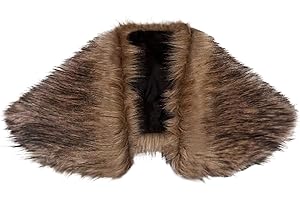 TINAYAUE Viking Faux Fur Cape Shawl Medieval Warrior King Fur Collar Shoulder Wrap for Men Women Cosplay Renaissance Witch Werewolf Costume Halloween Accessory