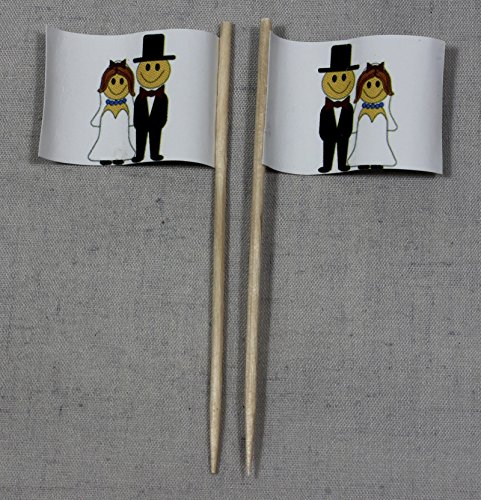 Party-Picker Flagge Hochzeit 2 Brautpaar Papierfähnchen in Profiqualität 50 Stück Beutel Offsetdruck Riesenauswahl aus eigener Herstellung