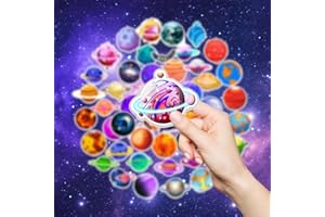 ZELAITE 50 Packungen Universum Planeten Aufkleber für Wasserflaschen, wasserdichte Planeten Vinyl Aufkleber, Weltraum Planeten Aufkleber Sticker für Laptop Skateboard Gepäck Fahrrad Computer (A)