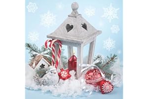 3-Ply Daisy Xmas Decoupage Tissue Paper Napkins Decorative Christmas Serviettes 33cm x 33cm - Pack of 20 (Xmas Lantern on Snow)