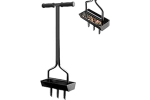 GREEN OASIS Lawn Aerator with Bucket – Heavy Duty Grass Aeration Tool for Healthy Lawns – Steel Garden Mud & Clay Aerator for Soil Care, Gardening & Lawn Maintenance