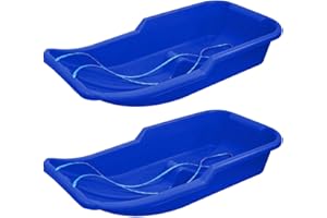 simpa Set of 2 Heavy Duty Cannon Winter Sports Plastic Snow Sledge Tobaggans - Choose from 4 Colours!