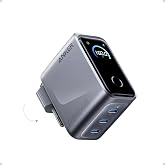 Anker Prime 160W USB C Şarj Cihazı, 3 Bağlantı Noktalı, Kompakt GaN USB-C Şarj Bloğu, Akıllı Ekran, Dokunmatik Kontrol, Gri -