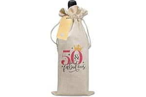 Bliceon 50th Birthday Gift Wine Drawstring Bag, Decorative Wine Bag with Witty Quotes, 50th Birthday Gift for Women, Unique Birthdays Gifts for Mum, Wife, Girlfriend, Sister, Colleague