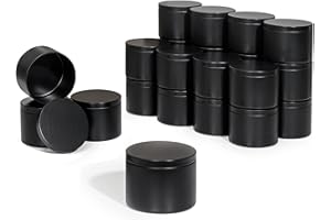 JULWHISPER Candle Tins with Lids, 24 Pack 8oz/236ml Seamless Bulk Candle Containers for Candle Making Supplies Empty Candle Jars - Black