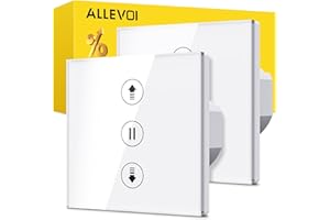 ALLEVOI Interruptor Persiana Wifi de Porcentaje, 86 * 86 mm Interruptor Inteligente Persiana Compatible con Alexa y Google Home, Necesita Cable Neutro