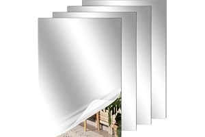 QWORK® 4 stycken A4 självhäftande spegel, HD akrylspegelblad 2 mm tjocka, för sovrum, badrum