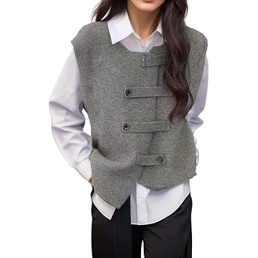 Gilet Femme Sans Manches – Col Rond, Ourlet Côtelé, 100% Acrylique, Taille Unique, Basique Et Élégant