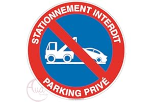 AUA SIGNALETIQUE - Panneau stationnement Interdit Parking privé 2 - Ø 130 mm, Vinyl adhésif
