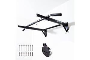 PULLUP & DIP Barra Dominadas Pared, Barra de Tracción, Pull-Up Bar Multiagarre Profesional, Incluye Tornillos, Banda Elástica para Dominadas y eBook, hasta 200 kg