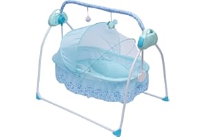 WANWANPER Elektrische Babywiege Babyschaukel, Automatik Babyschaukel Babybett, Schaukelstuh mit Mp3 Musik Playback Funktion, Elektrische Baby-Wiege für Babys zwischen 0 und 18 Monaten (Blau)