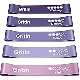 Gritin Resistance Bands, [Set of 5] Skin-Friendly Resistance Fitness Exercise Loop Bands with 5 Different Resistance Levels -