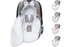 Mikos Coprigambe per ovetto, in tessuto di velluto con tessuto di cotone per seggiolino auto, coperta per passeggini, ad esempio Maxi Cosi (grigio)