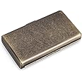 TOMVAES Retro Metal Cigarette Case Box, Double Sided Spring Clip Open Pocket Holder for 12 90mm Cigarettes Credit Card Holder Protective Security Wallet for Men and Women, 9.1*5.7*1.9cm (Constantine)