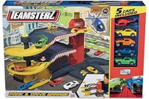 Grandi Giochi- Teamsterz Park e Drive Garage 5 Auto, Multicolore, GG00992