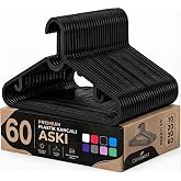 Coverest 60 Adet Slim Plastik Elbise Askısı, Gardrop İ&ccedil;in Alan Tasarruflu Pantolon G&ouml;mlek Ceket Etek Askısı, Kıyafet Askısı, 