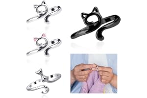 Jeffdad Lot de 4 anneaux de tricot réglables pour tricot - Accessoires de tricot tressés - Anneaux de tricot - Support de doigt ouvert - Accessoires pour crochet - Cadeau pour mère, grand-mère