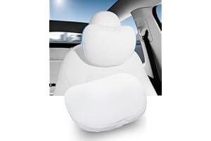 KKTR-CAR Coussin cervical pour voiture en cuir et molleton végétal NAPPA, capable de soulager les douleurs au cou, avec ceinture de fixation amovible avec Tesla Model 3/Y/X/S - 1pcs (Blanc)
