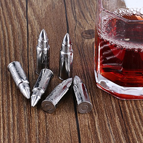 Grenhaven 6er SET Whisky-Steine Edelstahl Whisky Stones „on the Rocks“ Eiswürfel Kühlsteine - 5