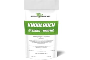 ‎NATIVE SUPPLEMENTS Knoblauch Extrakt - 520 - Garlic Kapseln, 1000mg Hochdosiert, geruchlos