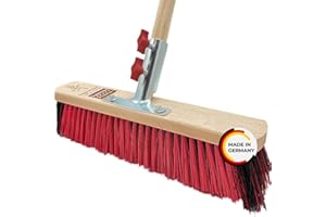Peggy Perfect Straßenbesen, Saalbesen 40cm mit 1,50m langem, Ø2,8cm Holzstiel. Premium Supermix Borsten - robust & nassfest. Patentiertes Stielhaltesystem „Schraubfix Plus“.