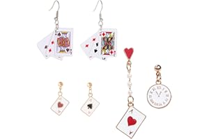 JinYu Osobowość poker wiszące kolczyki metalowe fajne śmieszne kolczyki dla kobiet dziewcząt 3 pary, Cynk