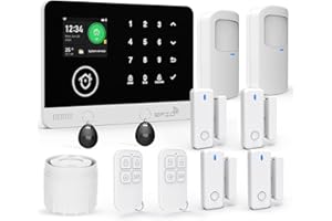 TUGARD Sistema di Sicurezza Domestico, Sistema di Allarme Casa Senza Fili WIFI/GSM SMS con Rilevatore di Movimento, Sirena di Allarme da 120dB, Telecomando Intelligente, Compatibile con Alexa(12 Pezzi)
