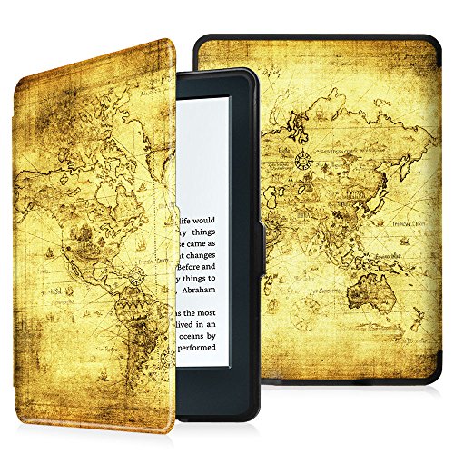 Fintie Hülle für Kindle 8 Generation - Die dünnste und leichteste Schutzhülle Tasche mit auto Sleep / Wake für Kindle eReader (6 Zoll) Touchscreen ohne Spiegeleffekte, (8. Generation - 2016 Modell), Weltkarte Antik
