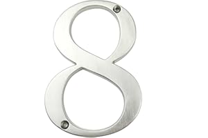 HASWARE Letrero con número de casa, 4 pulgadas (10 cm), números de puerta modernos, placa de señalización, números de dirección de casa, aleación de zinc (8, Plata)