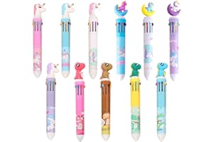 BieFuSin 12 Bolígrafos de Bola Retráctiles Plumas 10 en 1 multicolores, 0,5 mm,Multicolor para Suministros Escolares de Multicolor Bolígrafos de Plumas Punta Bola Oficina Estudiantes