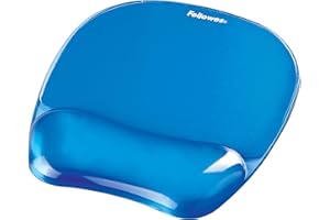 Fellowes Tappetino mouse poggiapolsi, tappetino mouse in Gel Crystals con base in gomma antiscivolo, mouse pad ergonomico per computer e laptop, compatibile con mouse laser e ottici, colore blu