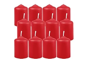 HS Candle Wachskerzen Stumpenkerzen Rot Ø4cm x 6cm (12 Stück) Teelicht Durchmesser, in vielen Farben - Hergestellt in EU - Kerzen Blockkerzen - Wachs