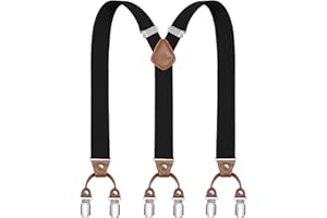 Dresime Bretelles pour hommes avec 6 pinces métalliques en Y Ajustables Bretelles pour pantalons Bretelles élastiques robustes pour hommes