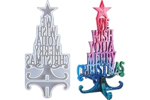 ELIONLESS Christmas Resin Mold, We Wish You A Merry Christmas Silicone Mould Christmas Tree Letter Crystal Epoxy Resin Mold for Xmas Gift Home Decoration