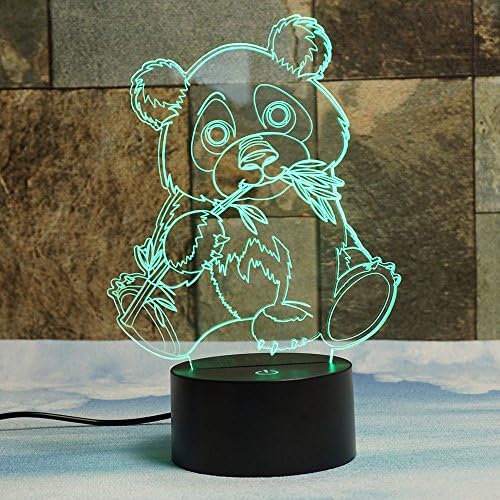 Giant Panda Bear 3D Illusion Lamps, Koreyoshi 7 Color Changing Touch Table Desk LED Night Light Great Gifts for Kids