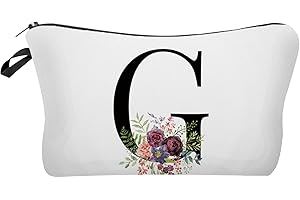 Larfraecy Borsa per Cosmetici personalizzata per donna A-Z Pochette per trucchi Borsa da toilette Per Donne Ragazze Personalizzata Iniziale,Regali di compleanno per mogli,madri (G)