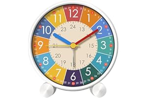 Tomedeks Despertador Analogico Infantil,Despertador Infantil Silencioso,Niños Fácil de Leer con Fondo Coloreado,Sin Tictac Niños para Habitacion Dormitorio Escuela