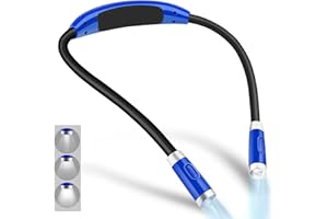 Vekkia Rechargeable LED Neck Reading Light, Book Lights for Reading in Bed,3 Brightness Levels, Flexible Soft Silicone Arms Comfortable Wear, Long Lasting. Perfect for Readers, Craft & Knitting