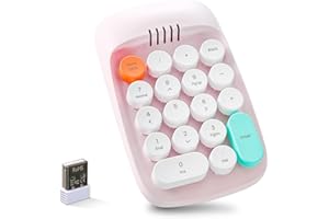 YUNZII Wireless Number Pad, Typewriter Retro Keypad, Numeric Keypads Numpad 18 Keys 2.4 GHz Bluetooth Mini Financial Accounting Keyboard for Laptop, PC, Desktop, Notebook (ANBK01, Baby Pink)