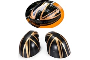 UVCANY MINI Tapa de carcasa para espejo retrovisor lateral, Juego de tapas de espejo lateral para Mini Cooper One/D/SD/S/JCW F54 F55 F56 F57 F60 2020-2022 (Union Jack Oro, serie F con agujero de luz)