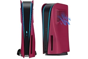 ElitePlay Cosmic Red PS5 Placa frontal con rejillas de refrigeración cubierta curvada de repuesto para Playstation 5 Disc Edition