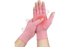 Donfri 1 Pair Arthritis Gloves Fingerless Compression Gloves for Women Men Relieve Symptoms Rheumatoid Osteoarthritis Raynauds Disease Breathable Comfortable Machine Washable (Pink, S)