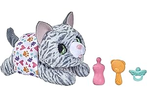 furReal Nouveaux-nés, Chaton, Peluche animatronique Interactive, Animal de Compagnie électronique avec Sons, Yeux Qui se Ferment, dès 4 Ans