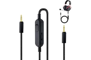 Amztour Cavo di Ricambio Compatibile Con Logitech G Pro G PRO X G233 G433 Cavo di Prolunga Audio per Cuffie Gaming Disattivazione in Linea, Controllo Volume Con Microfono 2M(Noir)