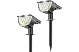 TOPABOL Lampe Solaire Exterieur Puissante [37LED/ 2Pack] Spot Solaire Exterieur IP65 Imperméable, Lumière, Eclairage Solaire Pour Les Décorations de Jardin(Blanc Froid)