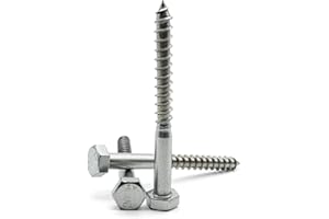 Hippo Hardware M10 (10mm X 120mm) Coach Screws A2 Stainless Steel Hex Head Lag Bolts Wood Screw DIN 571 (Pack of 5)