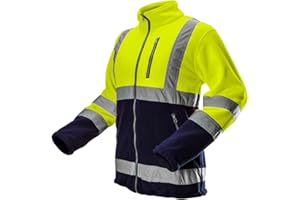 NEO TOOLS Herren Warnschutz Arbeitsjacke Warn Fleece Jacke (Gr. S - XXL) (Orange/Gelb) | oder Set mit Thermo wasserdichte Hose | Warme, Bequeme und Leichte Jacke